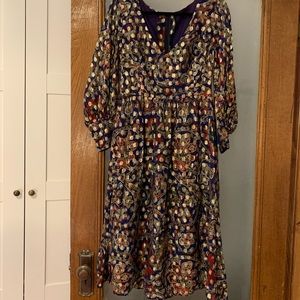 VINTAGE Navy And Gold Dress